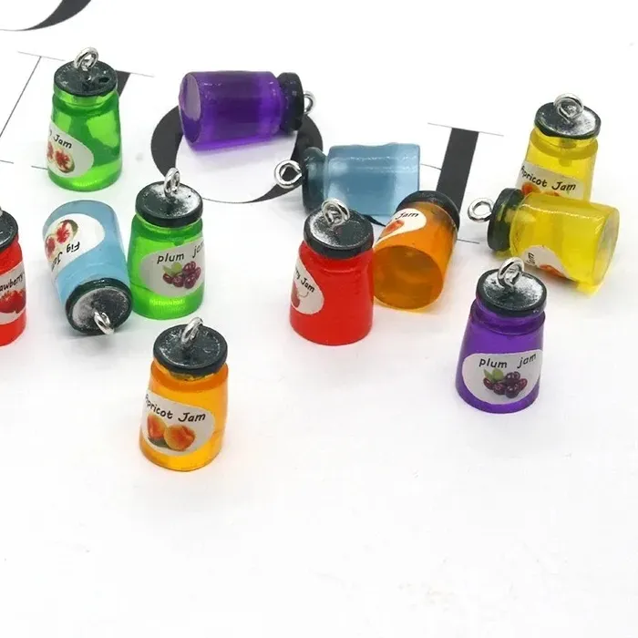 Authentic 10Pcs Pack Fake Strawberry Apple Jam Resin Food Charms Lovely Mini Pendants For DIY Bracelet Earring Keychain Jewelry Supplies