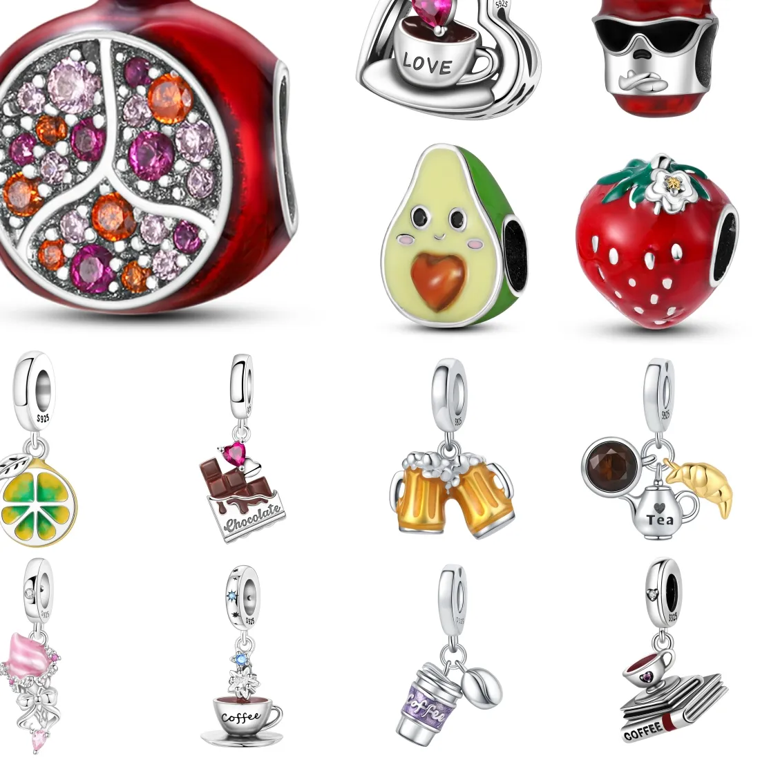 Authentic 925 Sterling Silver Strawberry Fruit Vegetable Food series Charms Beads Fit Original Bracelets S925 DIY Jewelry Accessory
