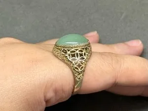 Authentic The Verdant Sovereign: Antique Gold-Plated Jade Talisman