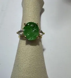 Authentic The Verdant Empress: Natural Burma Jadeite and Gold-Plated Ring