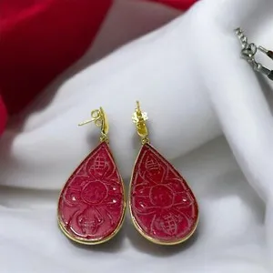 Authentic Teardrops of Dawn Gold-Plated Jade Hoop Earrings