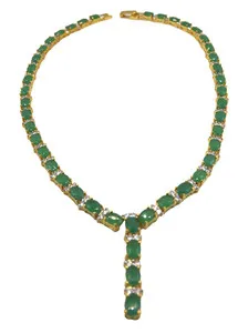 Authentic Vintage Green Jade Dangle Necklace 18K Gold Plated Solid Silver 16” Women Charm