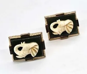 Authentic Sacred Pathfinders: Vintage Carved Jade and Gold-Plated Elephant Talismans