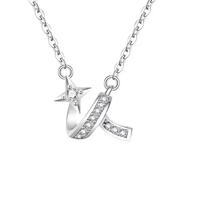 Authentic Hot-Seller Separate Shooting Star Pendant Necklace Single Pave CZ Five Point Star Dark Aesthetic Collar Jewelry For Women