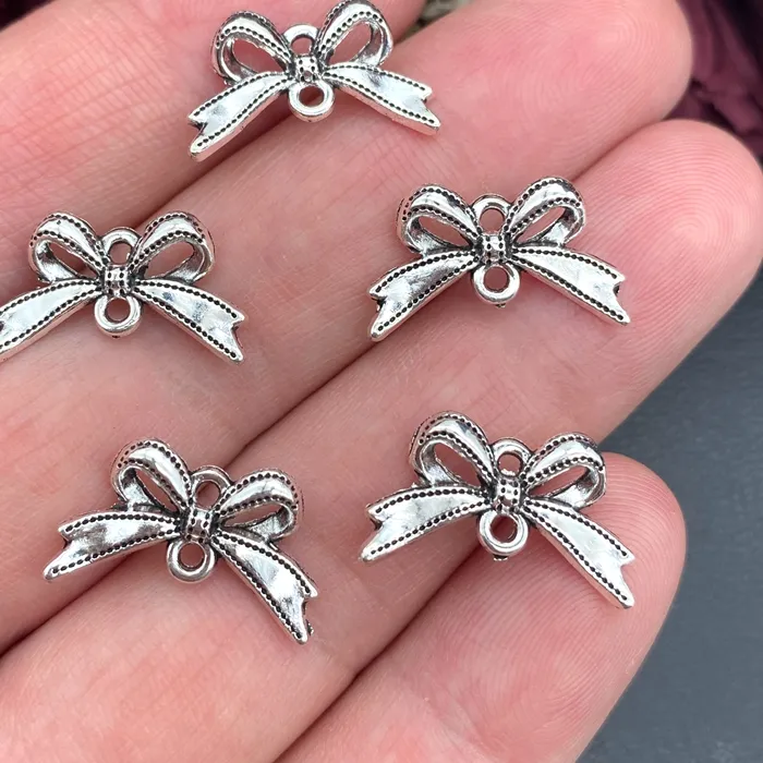 Authentic 15pcs Bowknot Connector Necklace earrings Connectors Charms Pendant Designer Charms Fit Jewelry Making DIY Jewelry Findings