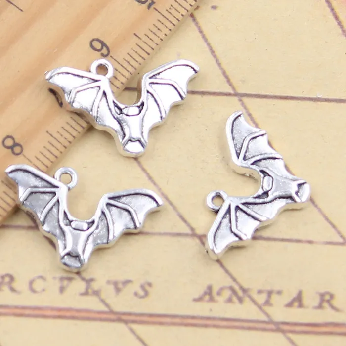 Authentic 10pcs Charms Halloween Bat 15x24mm Tibetan Silver Color Pendants Antique Jewelry Making DIY Handmade Craft