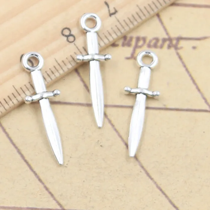 Authentic 30Pcs Charms Sword Dagger 24X7Mm Tibetan Silver Color Pendants Antique Jewelry Making Diy Handmade Craft