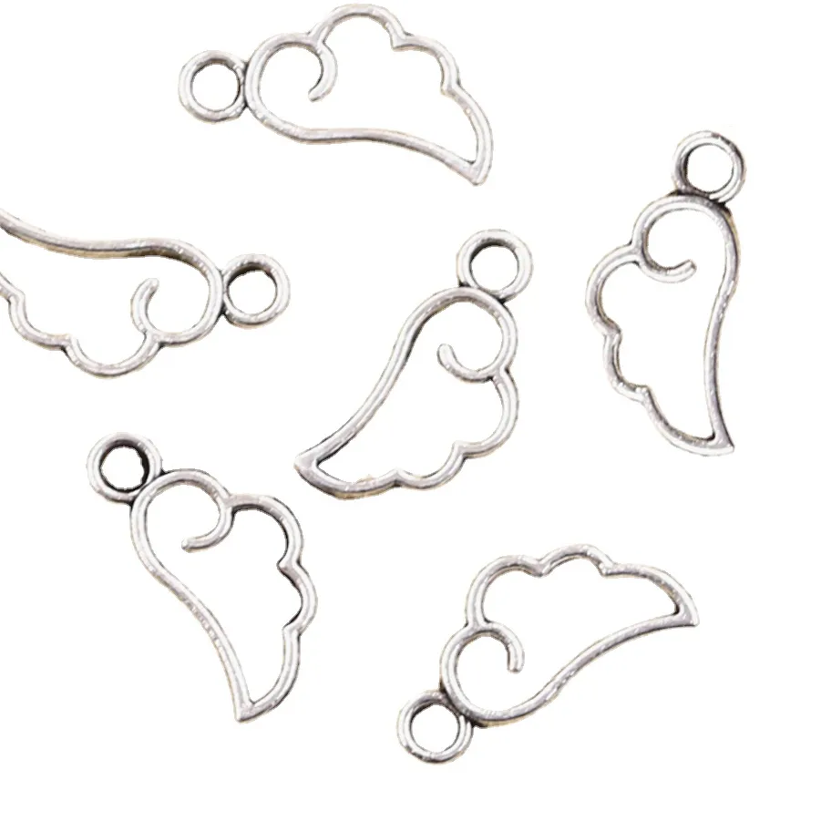 Authentic 50pcs Charms Cloud Angel Wings 17x8mm Antique Silver Color Pendants Making DIY Handmade Tibetan Finding Jewelry