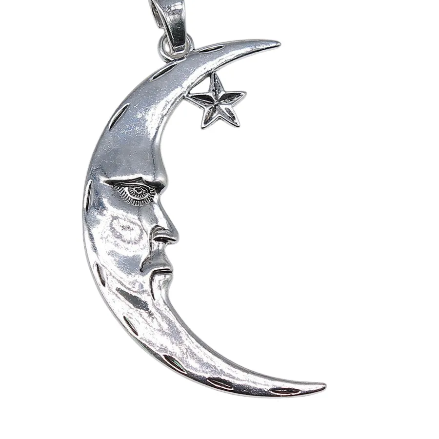 Authentic 1pcs/lot 89x50mm Large Moon And Star Charms For Jewelry Making Antique Silver Color 3.5x1.97inch