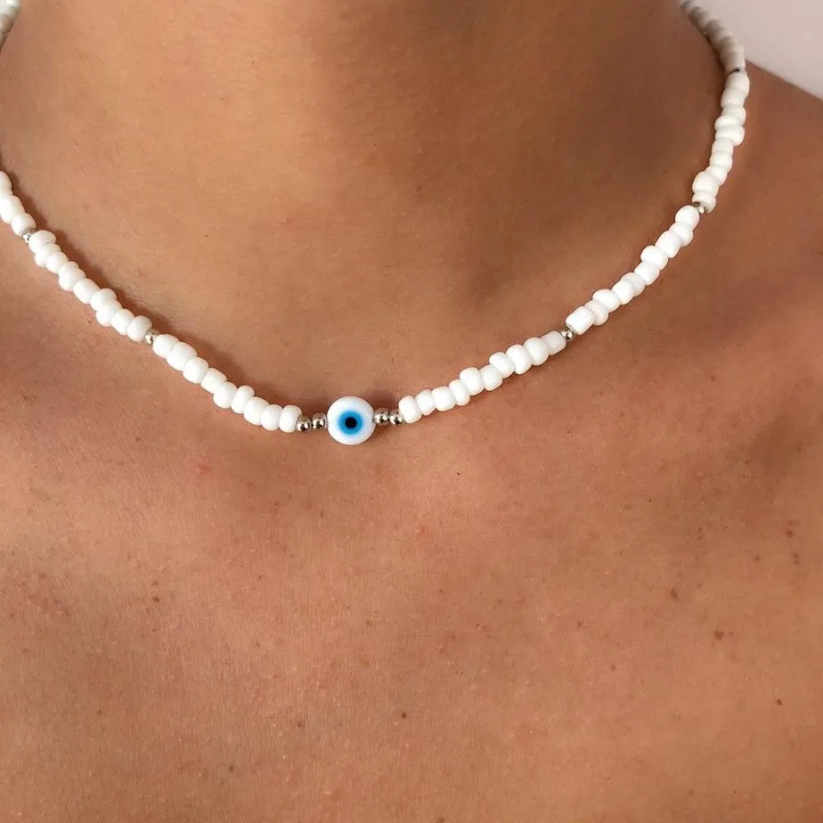 Authentic CCGOOD Evil Eye Protection Choker Necklace Bohemian Seed Beads Jewelry for Women Summer Beach Vacation Jewellery Gifts