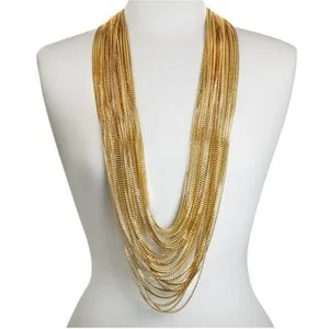 Authentic NECKLACE 47 INCHES GOLD PLATED ALUMINIUM LONG MULTI LAYERED CHAIN
