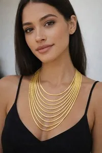 Authentic Gold Plated Multi 8 Strand Layered 16" Collar Necklace Free Shipping