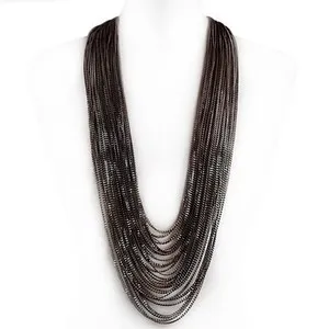 Authentic Burnished Gold Plated Aluminum Multi Layered Chain Necklace
