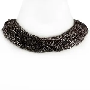 Authentic Burnished Gold Plated Aluminum Multi Layered Chain Necklace
