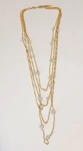 Authentic ELEGANT Gold-plated Layered Multi-Strand Statement Necklace 25" 1.7oz 😍