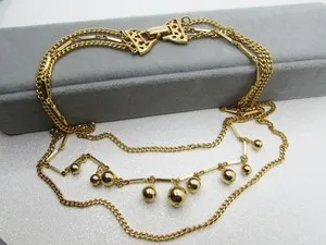 Authentic Enchanted Empress: Triple Strand Ball Charm Necklace of Golden Protection