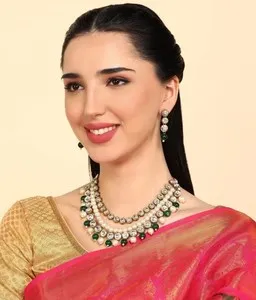 Authentic Indian Bollywood Multi layered Gold Plated Necklace Set With Matching...
