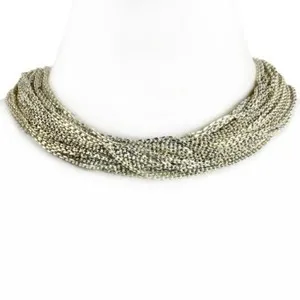 Authentic NECKLACE 17 INCHES GOLD PLATED WHITE ALUMINIUM MULTI LAYERED CHAIN