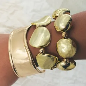 Authentic Multi-Layered Geometric Beaded Bracelet Gold Plated Vintage Style Jewelry