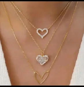 Authentic Women Gold Plated  Heart Chain Multi Layered Stylish Necklace