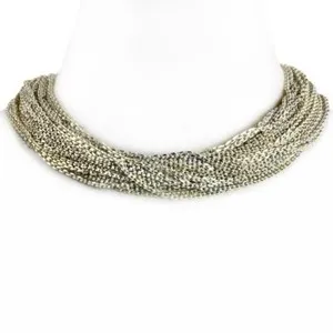 Authentic Fiorella Gold Plated White Aluminium Multi Layered Chain Necklace
