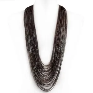 Authentic Arabella Burnished Gold Plated Aluminum Multi Layered Chain Necklace