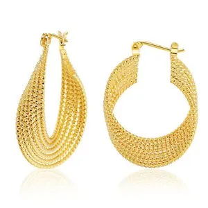 Authentic Women multi-Layered Gold Plated Oval Twisted hoop Earrings