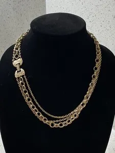 Authentic Necklace Gold Plated 3 Layered Multi Strand