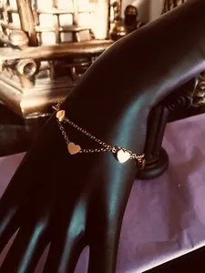 Authentic LAYERED FLOATING MULTI HEART CHARM CHAIN BRACELET GOLD PLATED JEWELRY