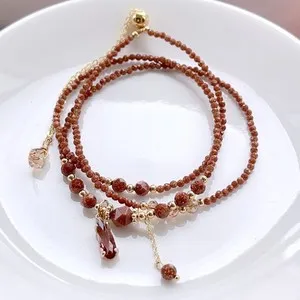 Authentic Golden Sands Radiance: 14K Plated 2mm Bracelet of Sunlit Stone