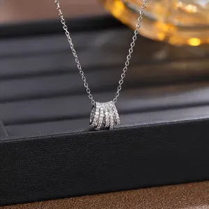 Authentic Celestial Radiance Lab-Created Diamond Multi-Layered Pendant in 14K White Gold Finish