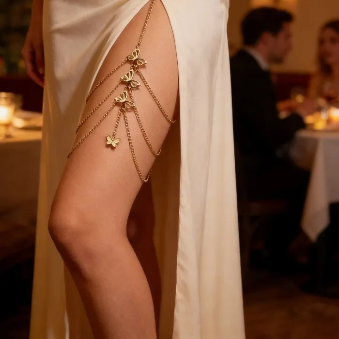 Authentic Celestial Cascade: The Crystal Tassel Thigh Adornment
