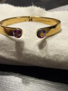Authentic KATE SPADE “Paint The Town Red” Bracelet Gold Plated Red Iridescent Jeweled