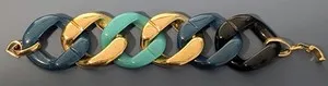 Authentic KATE SPADE YORK GOLD PLATED Chunky Chain link Blue gold Bracelet large VTG