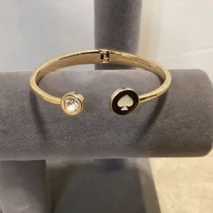 Authentic Kate Spade York Gold Plated Spot The Spade Open Cuff Bracelet Crystal Accent