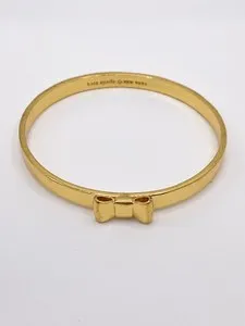 Authentic Kate Spade Idiom Take A Bow Gold Plated Slim Bangle Bracelet 7”
