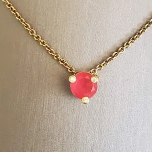 Authentic Kate Spade Rise and Shine Mini Pendant in Watermelon with Gold Plated Chain
