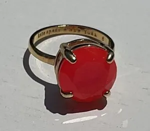 Authentic Kate Spade Ring - Size 6 - Gold Plated Pink/Orange Ring