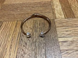 Authentic Kate Spade Crystal Cuff Bracelet Open Hinged Rose Gold Plated Bracelet