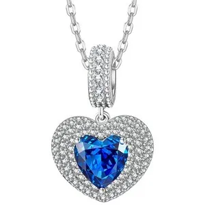 Authentic Kate Lynn "Eternal Love Heart Necklaces for Women, White Gold Plated Silver/B...