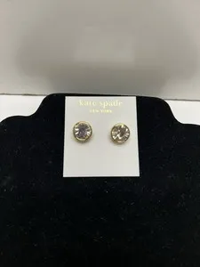 Authentic Kate Spade That Sparkle Round Studs Crystal & Gold Plated Earrings