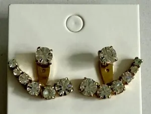 Authentic Kate Spade York Cubic Zirconia Gold Plated Jacket Statement Earrings