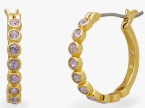 Authentic Kate Spade Gold Plated Full Circle Huggies Earrings KF560 NWT Light Amethyst