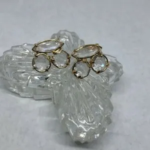 Authentic Kate Spade NY Gold Plated Crystal Cluster Earrings Costume Dressy Evening Bridal