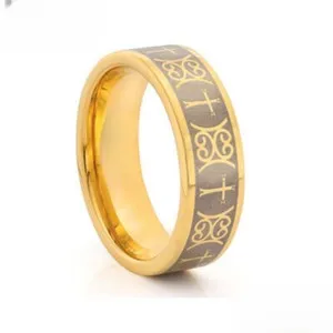 Authentic Irish Celtic Ring Wedding Band Gold Plated Tungsten Carbide Men's Jewelry