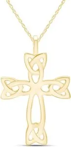 Authentic Celtic Cross Pendant 18" Necklace 14K Gold Plated 925 Sterling Silver