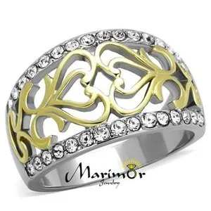 Authentic Twin‑Tone 14k Gold‑Plated Celtic Crystal Ring – Enchanted Anniversary Elegance