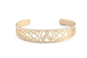 Authentic Gold-Plated Triskele Celtic Knot Bracelet Cuff