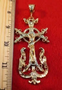 Authentic The Golden Anchor of Eternity: 14KT Gold-Plated Celtic Cross Pendant