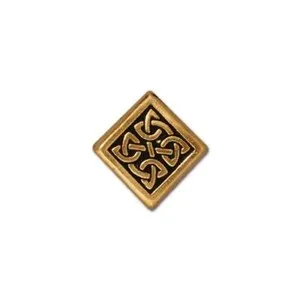 Authentic TierraCast - (4) Antiqued Gold Plated Beads - Irish Celtic Diamonds (Medium)